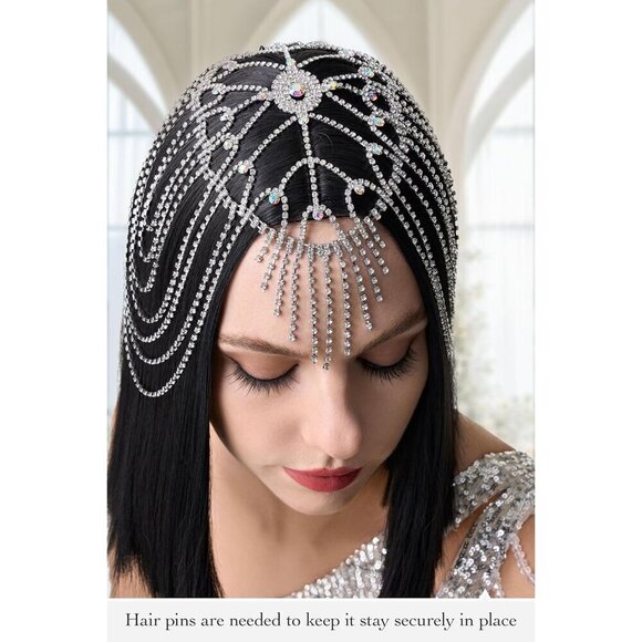 Vintage Flapper Headpiece Crystal Rhinestone Gatsby Style for Party Elegant main image 4